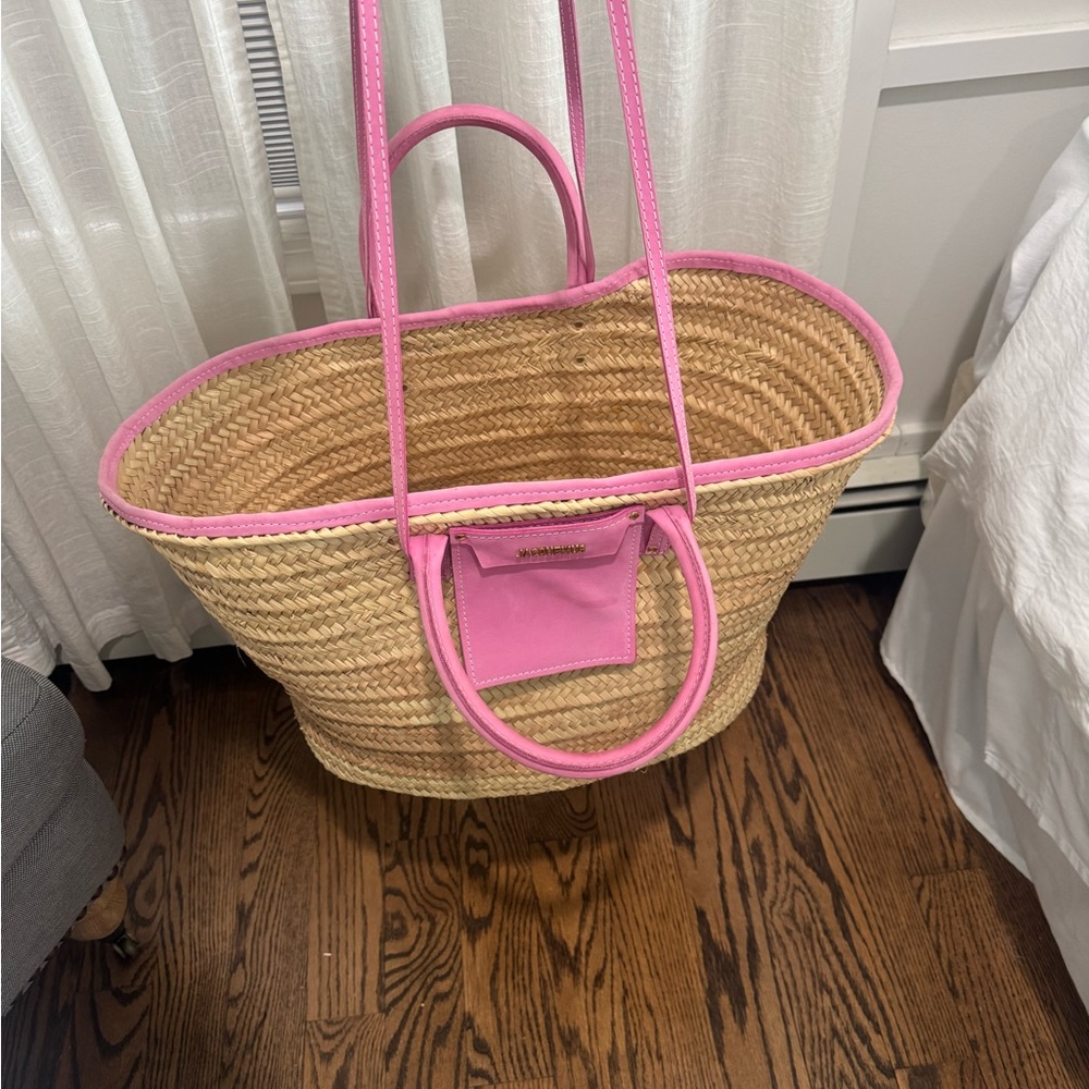 Jacquemus Pink Trimmed Straw XL Tote - Picture 7 of 7